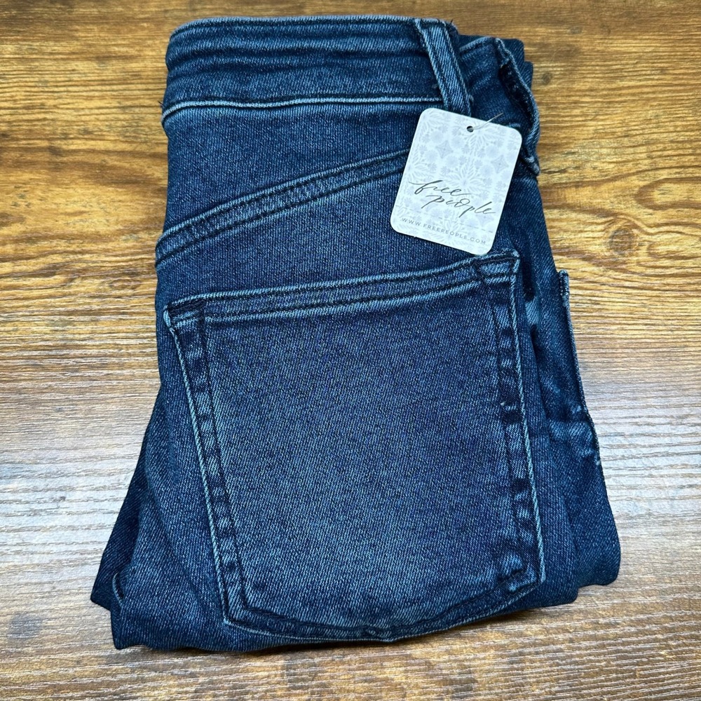 Free People We The Free Nightshade Blue Skinny Jeans Distressed Raw Hem OB893288